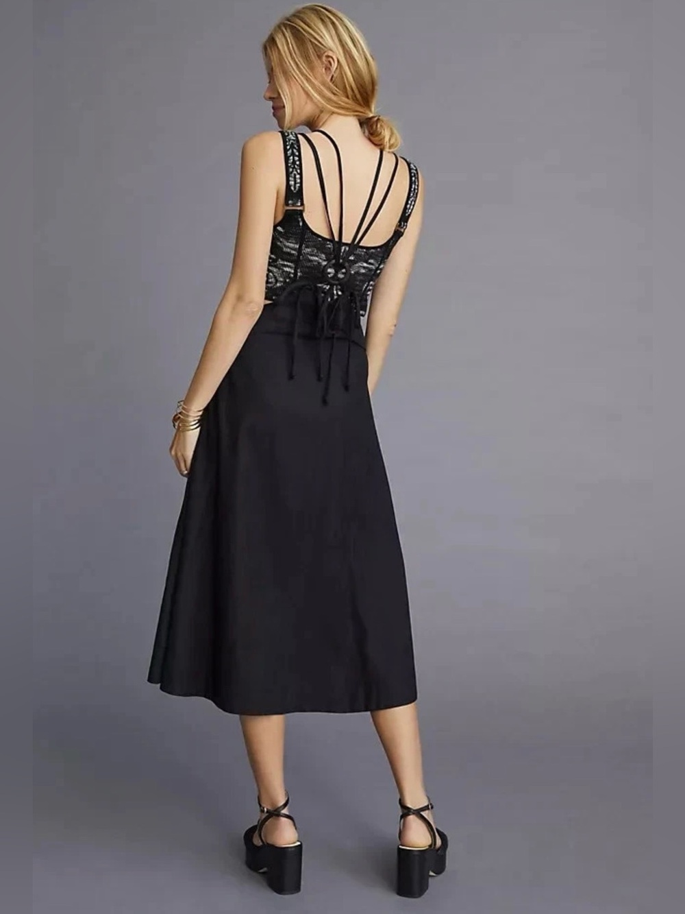 Anthropologie Women's Black Modern Pinafore Bib Overall Jumper Dress Size 4 - Picture 3 of 16